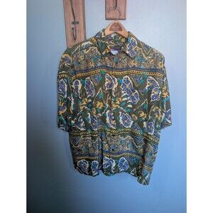Vintage Mens Aloha Shirt: Silk Dress Shirt, Mens Party Hawaiian Shirt Size L
